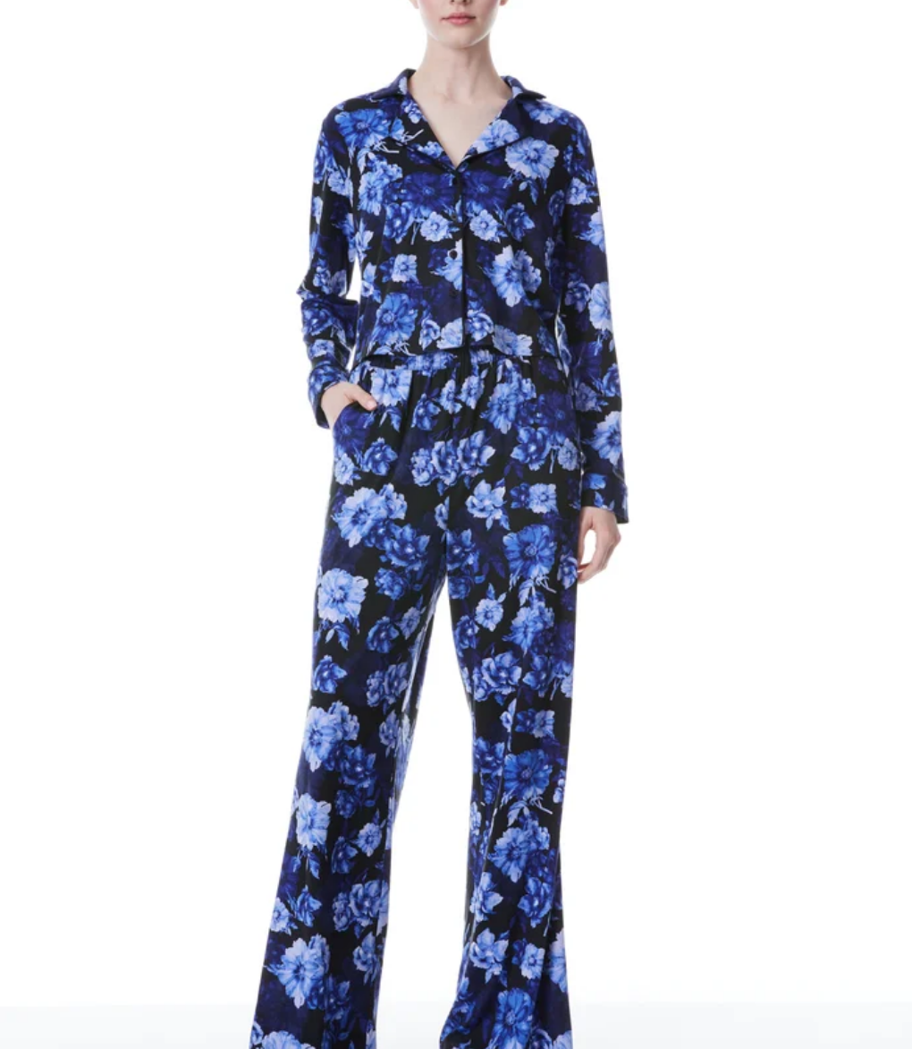 Crystal Kung Minkoff's Blue Floral Pajama Set