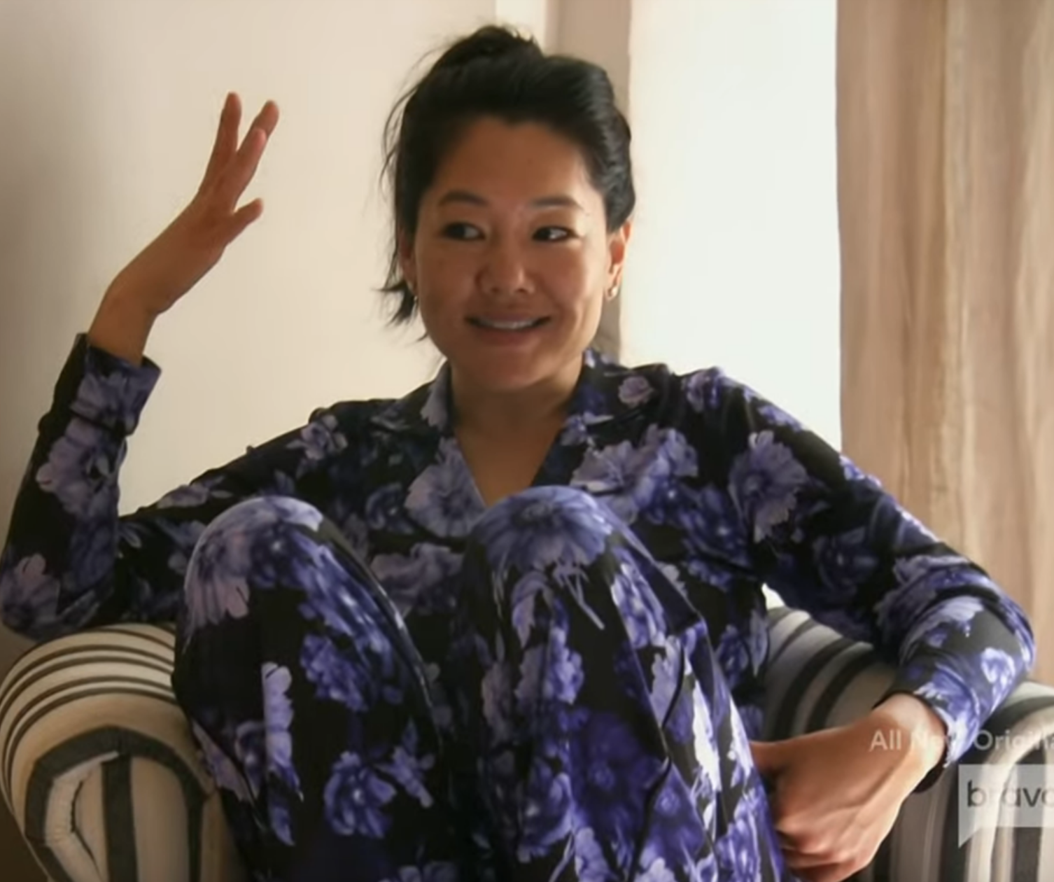 Crystal Kung Minkoff's Blue Floral Pajama Set