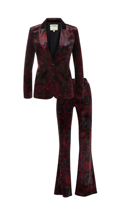 Crystal Kung Minkoff's Velvet Paisley Print Pant Suit