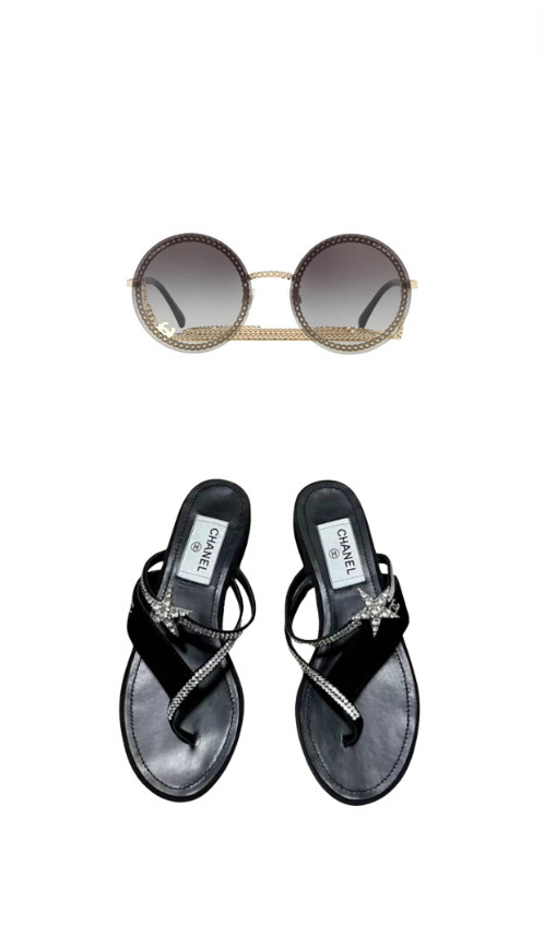 Dorit Kemsley's Black Sunglasses and Sandals