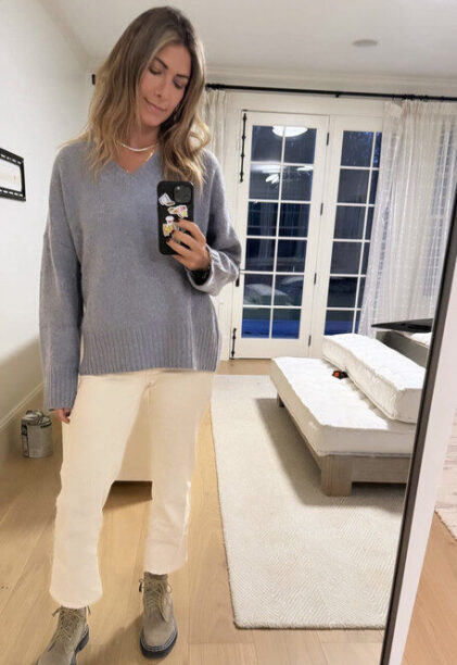 Erin Lichy's Grey V Neck Sweater