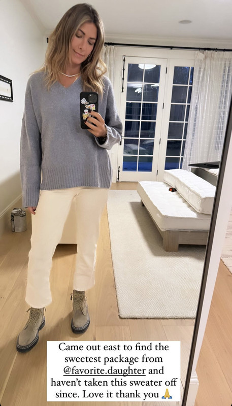 Erin Lichy's Grey V Neck Sweater