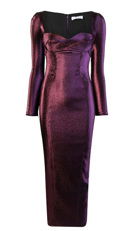 Garcelle Beauvais Purple Satin Long Sleeve Dress