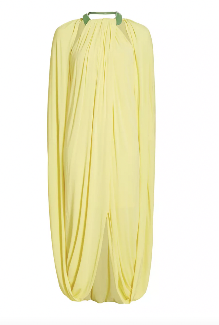 Heather Gay's Yellow Draped Halter Maxi Dress