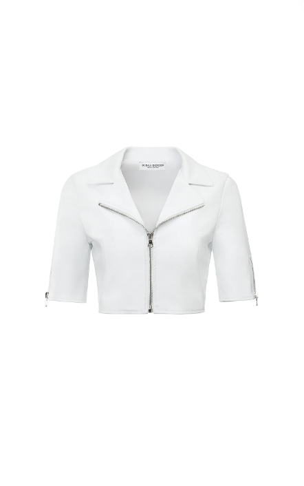 Kyle Richards' White Leather Short Sleeve Jacket