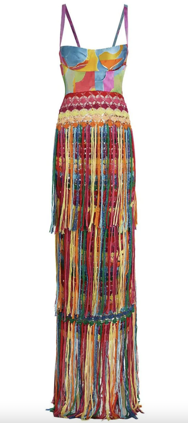 Lisa Barlow's Rainbow Fringe Maxi Dress