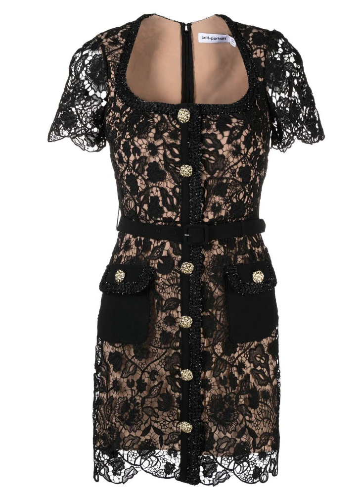 Lisa Hochstein's Black Lace Button Down Dress