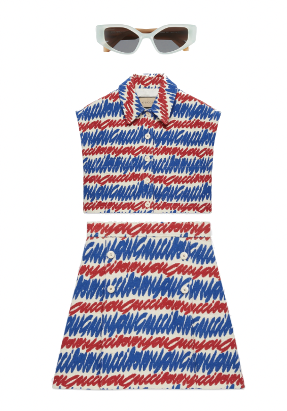 Marysol Patton's Red and Blue Printed Outfit