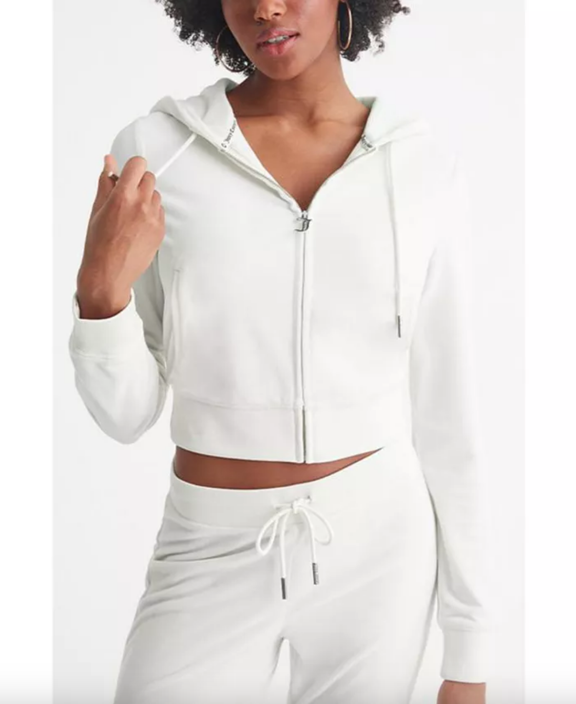 Paige DeSorbo's White Velour Zip Up Sweatshirt