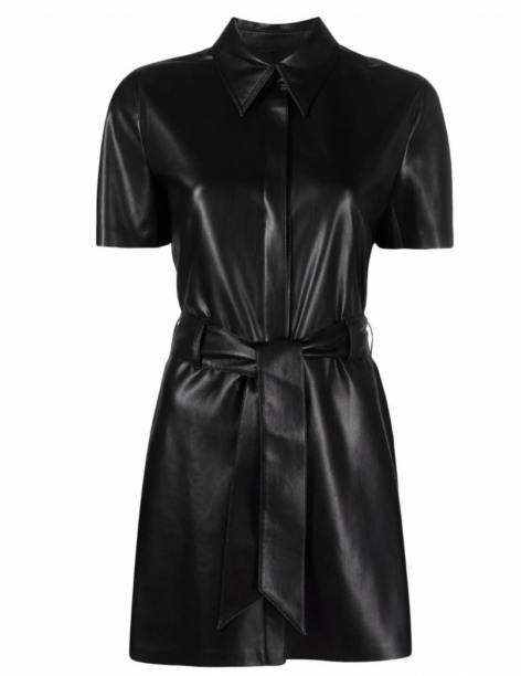 Sutton Stracke's Black Leather Mini Dress
