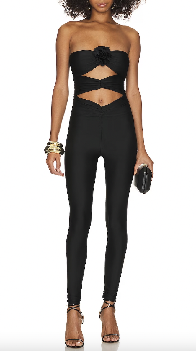 Tamra Judges Black Strapless Cutout Jumpsuit