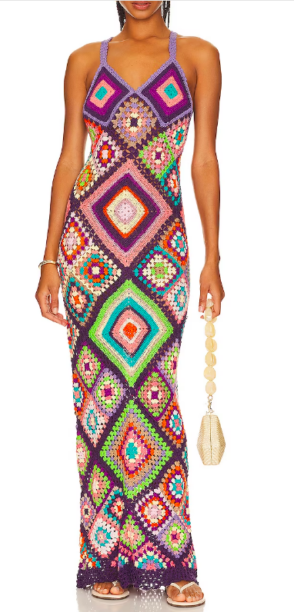 Alexia Echevarria's Multi Color Crochet Maxi Dress