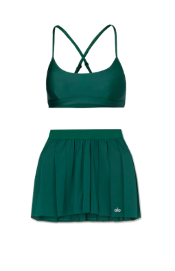 Ally Lewber's Green Pleated Skirt and Sports Bra Set