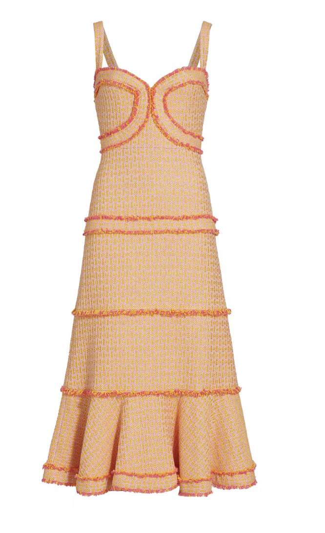 Annemarie Wiley's Printed Knit Sweetheart Midi Dress