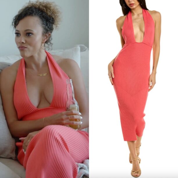 Ashley Darby's Coral Plunging Dress