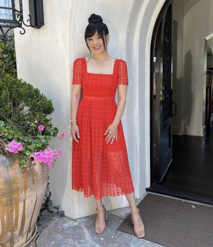 Crystal Kung Minkoff's Red Lace Dress