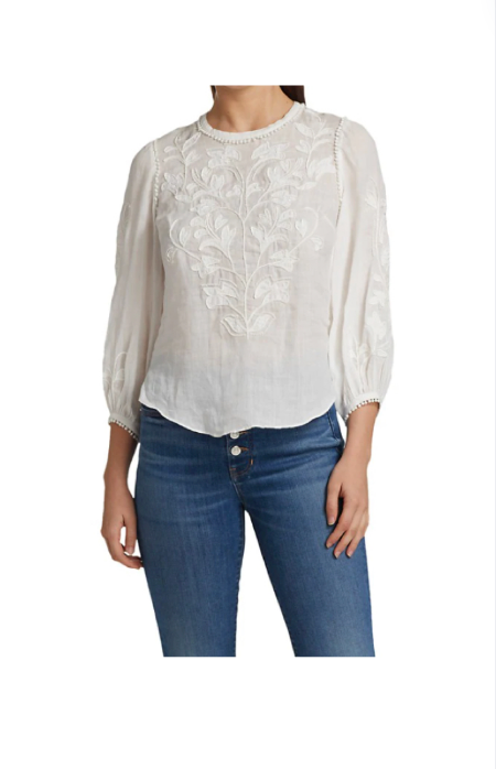 Crystal Kung Minkoff's White Embroidered Top