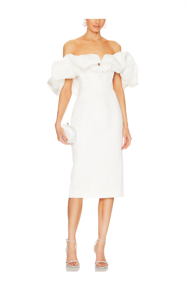 Crystal Kung Minkoff's White Ruffle Off The Shoulder Dress