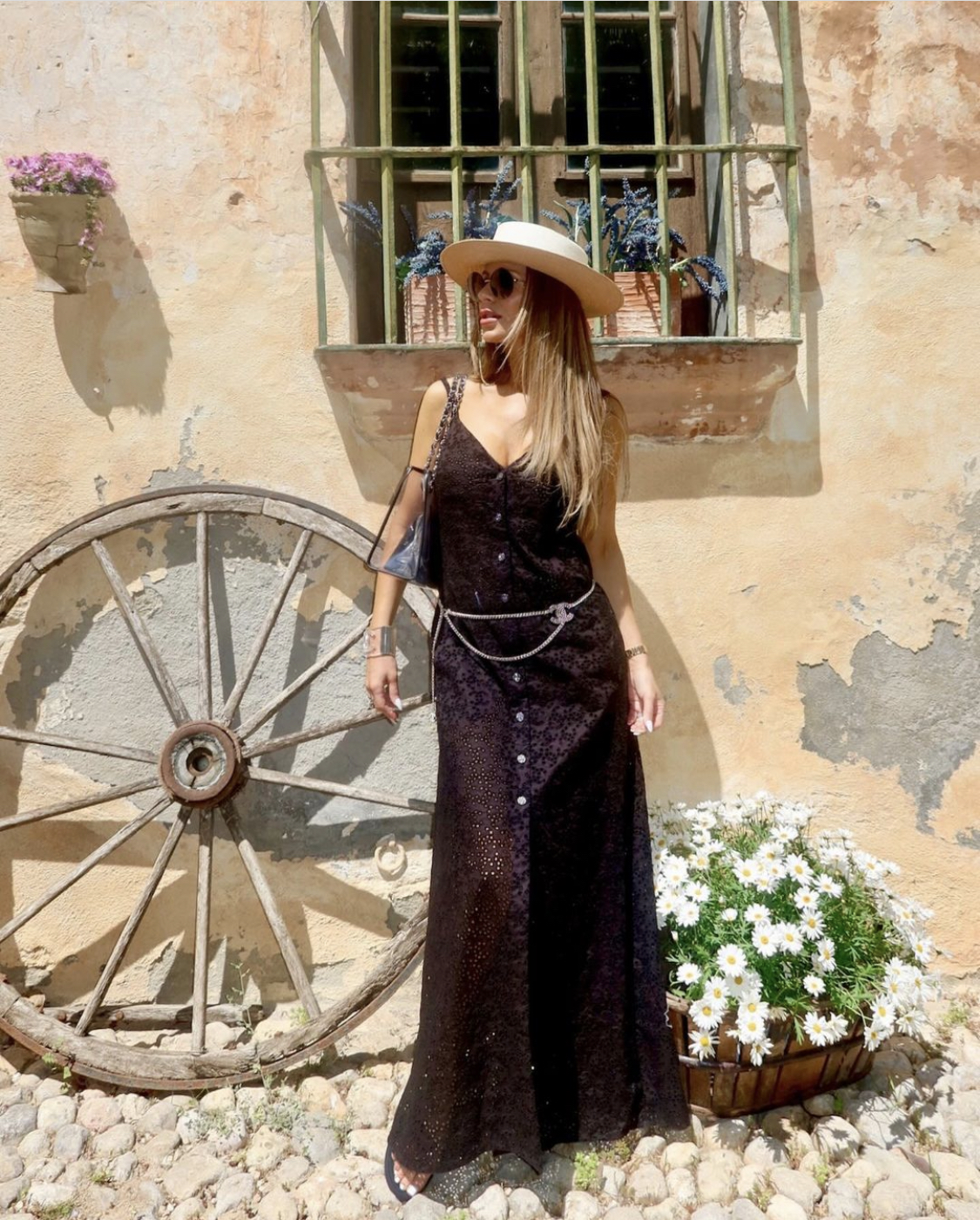 Dorit Kemsley's Black Lace Maxi Dress