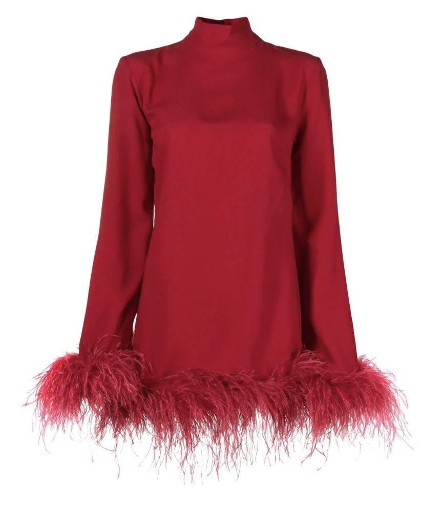 Garcelle Beauvais' Red Fur Trimmed Mini Dress