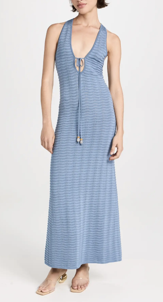 Kiki Barth's Blue V Neck Maxi Dress