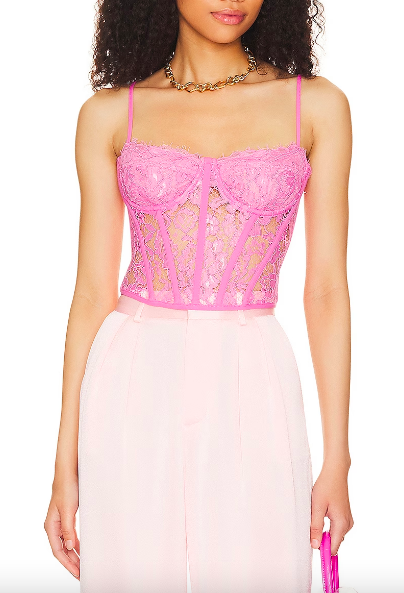 Pink Lace Bustier Top