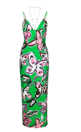 Lisa Hochstein's Green Butterfly Print Dress