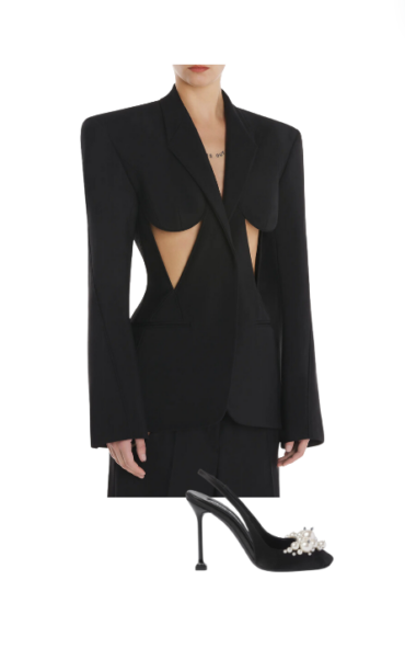 Paige DeSorbo's Black Cutout Blazer Dress