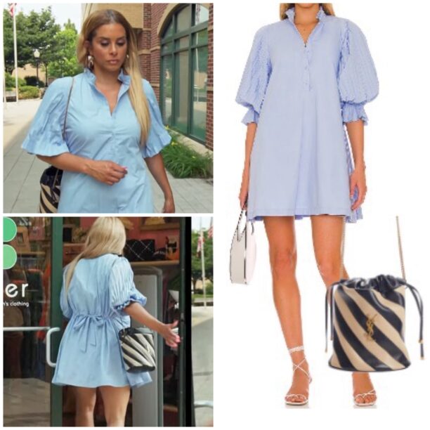Robyn Dixon's Blue Puff Sleeve Shirt Dress