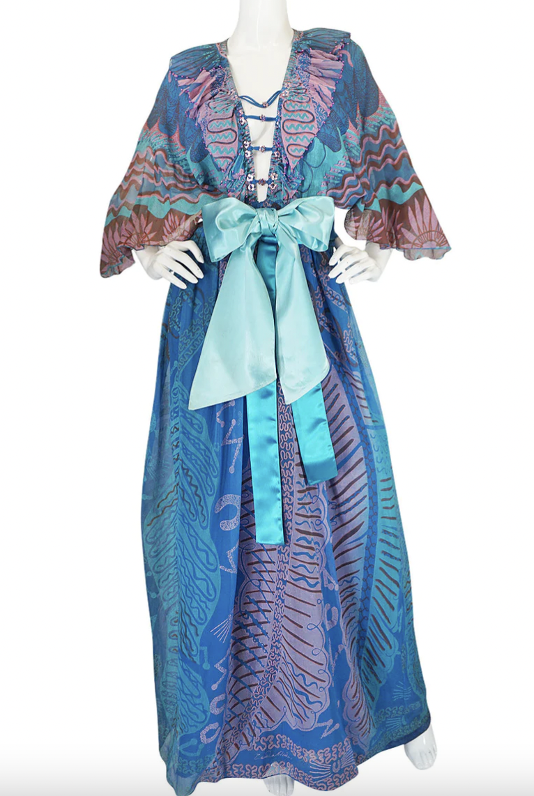 Sutton Stracke's Blue Printed Maxi Dress
