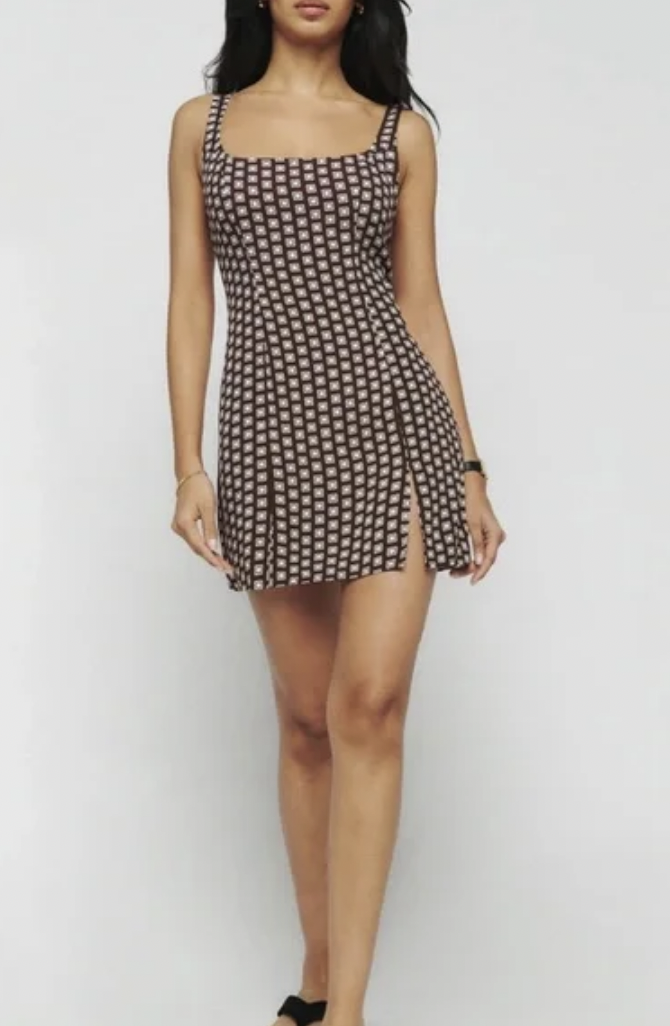 Ally Lewber's Brown Geometric Mini Dress