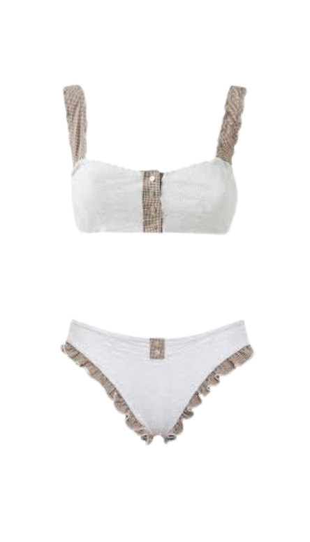 Amanda Batula + Ciara Miller's White Gingham Ruffle Bikini