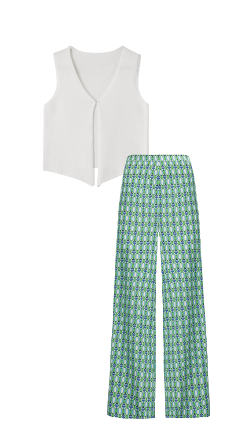 Amanda Batula's Green Geometric Print Pants