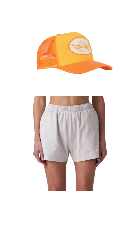Amanda Batula's Yellow Trucker Hat and Shorts