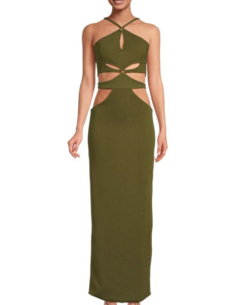 Ciara Miller's Green Cutout Maxi Dress