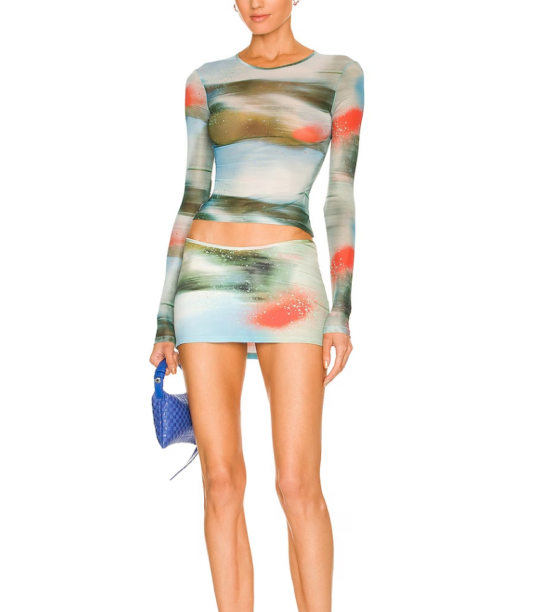 Ciara Miller's Sheer Tie Dye Skirt Set