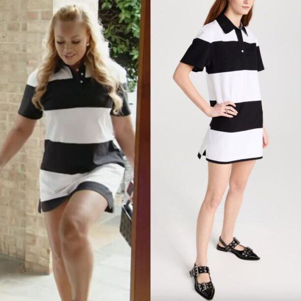 Gizelle Bryant's Black and White Striped Polo Dress