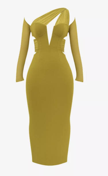Lindsay Hubbards Green Cutout Asymmetric Dress