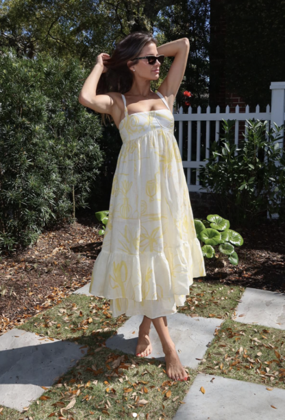 Naomie Olindo's White and Yellow Printed Dress