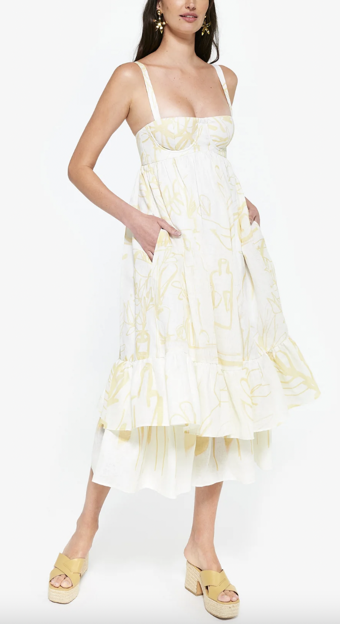 Naomie Olindo's White and Yellow Printed Dress