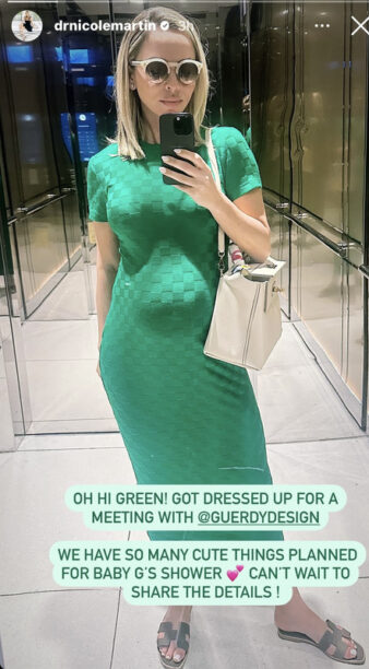 Nicole Martin's Green Short Sleeve Midi Dress