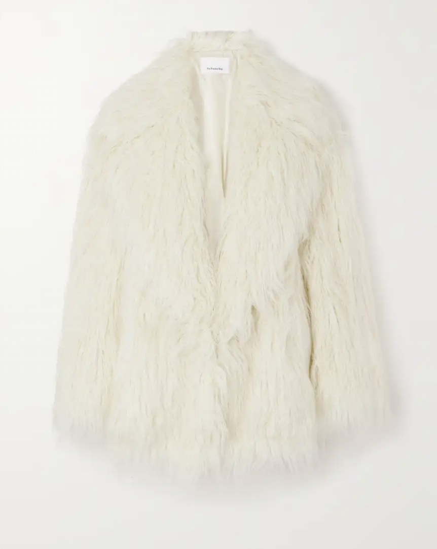 Sai De Silva's White Faux Fur Coat