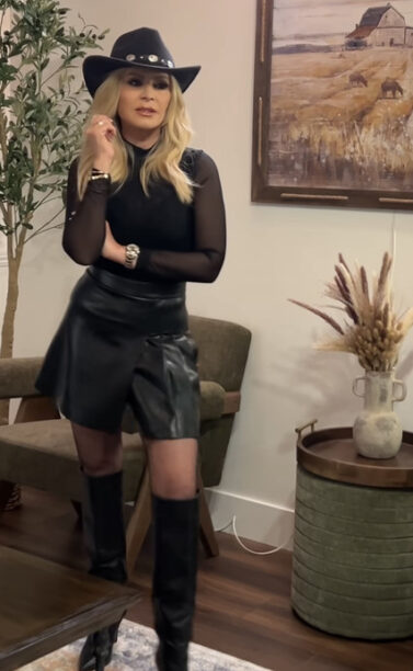 Tamra Judge's Black Pleated Leather Skirt