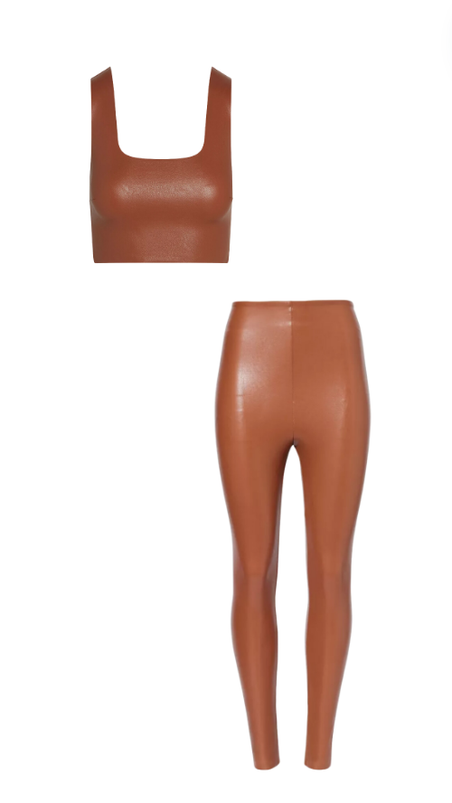 Tamra Judge's Tan Leather Crop Top and Leggings