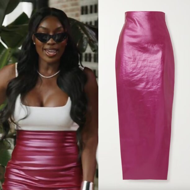 Wendy Osefo's Burgundy Leather Maxi Skirt