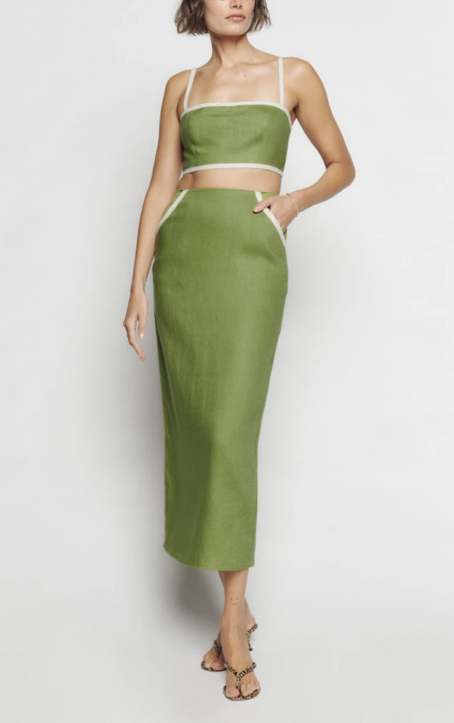 Ally Lewber's Green Crop Top and Maxi Skier Set