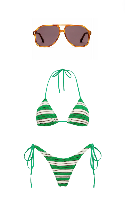 Amanda Batula's Brown Sunglasses and Striped Bikini