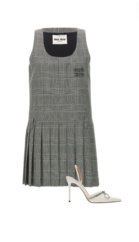 Amanda Batula's Plaid Pleated Mini Dress