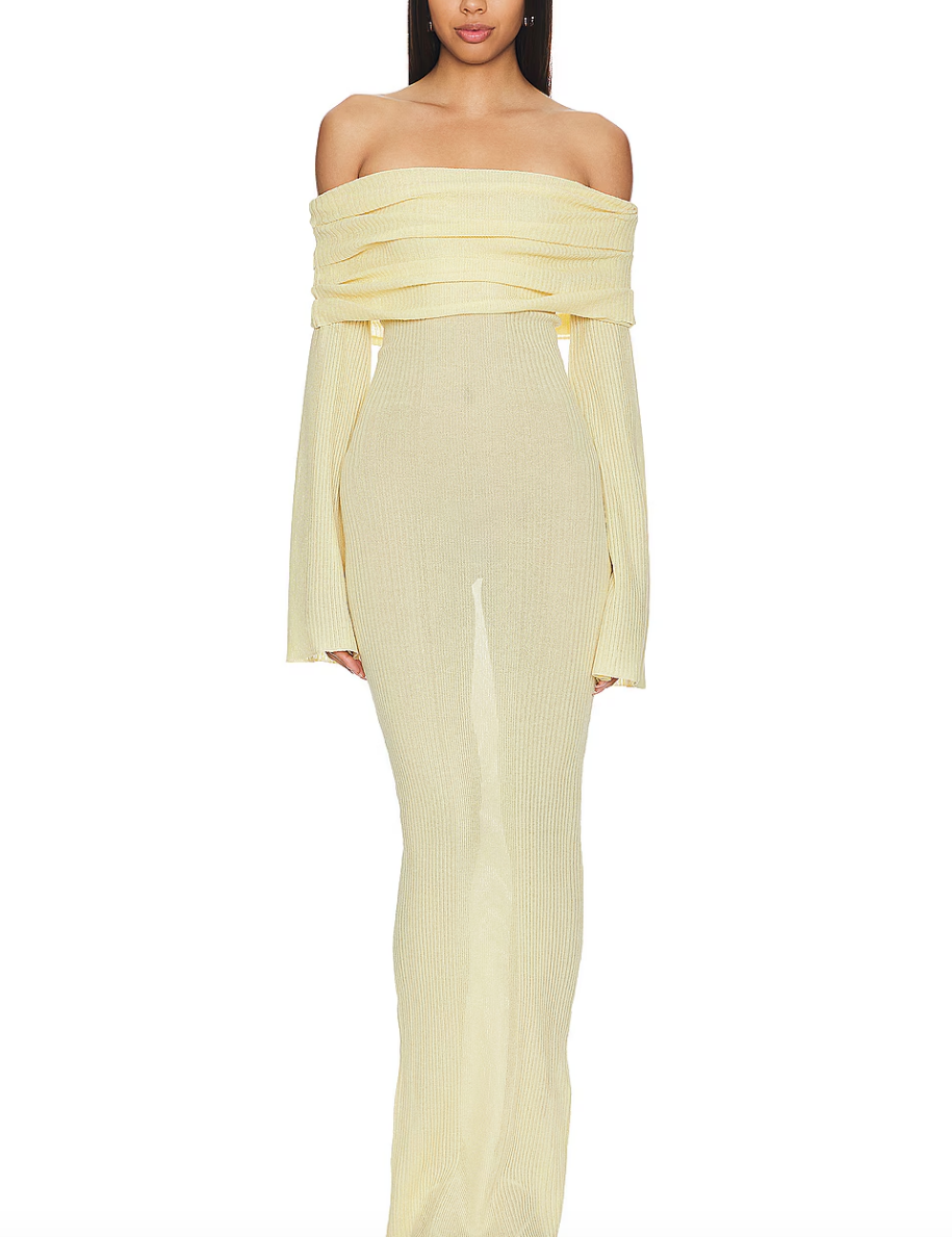 Amanda Batula's Yellow Off The Shoulder Dress