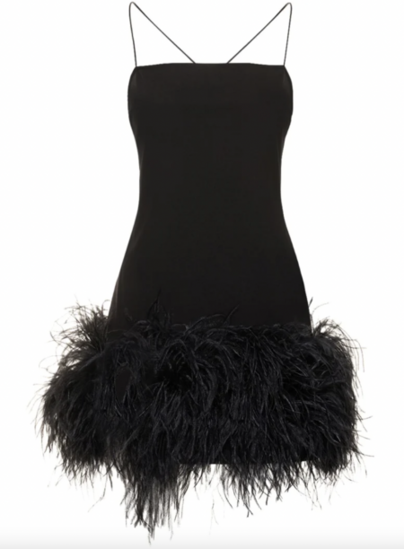 Danielle Olivera's Black Feather Trim Mini Dress